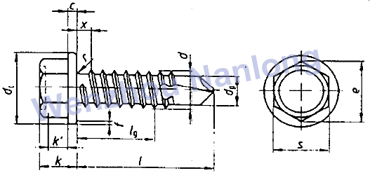 DIN 7504 K Hexagon Head Self-drilling (roofing) Screws